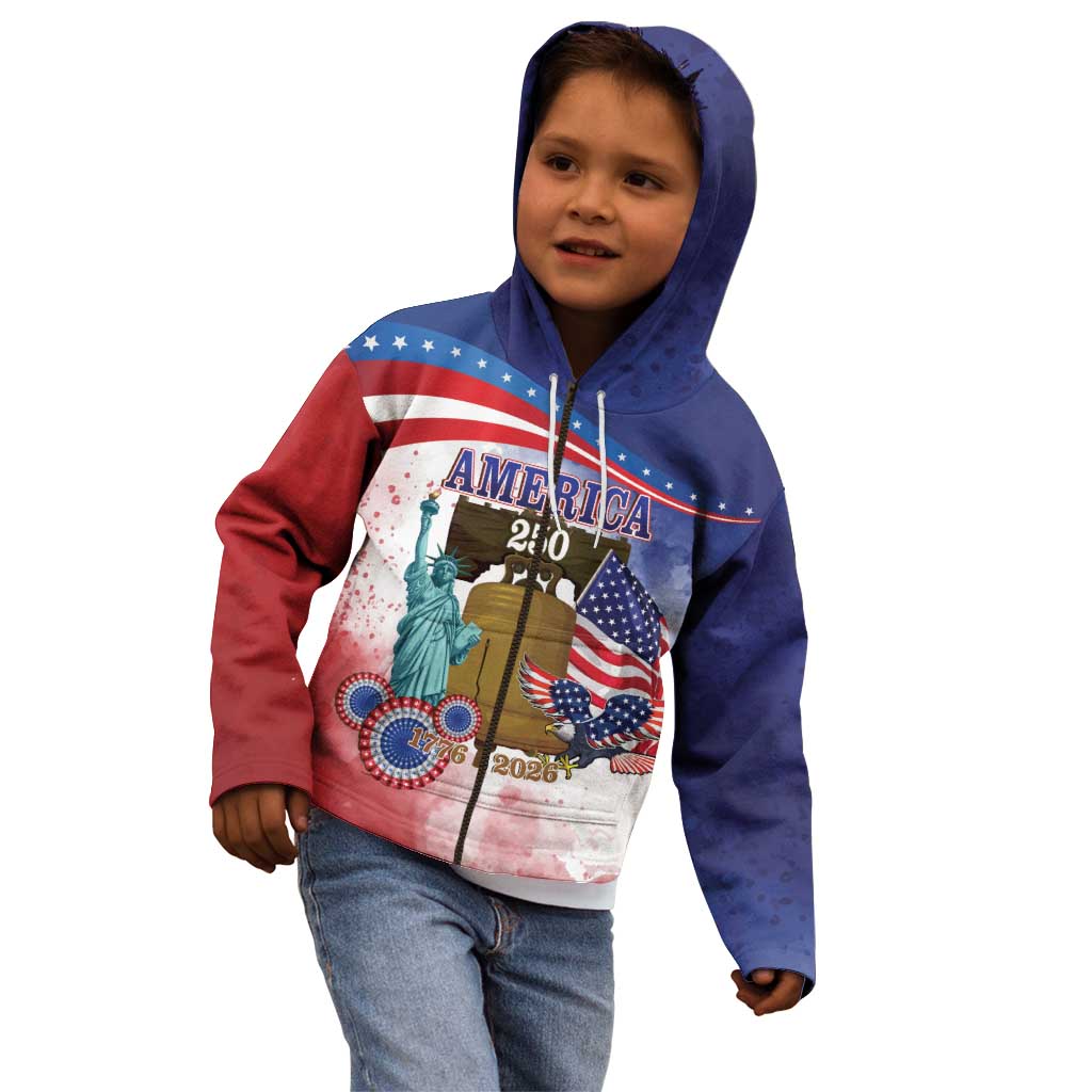 United States 4th Of July Kid Hoodie 250th Anniversary Liberty Bell - Wonder Print Shop