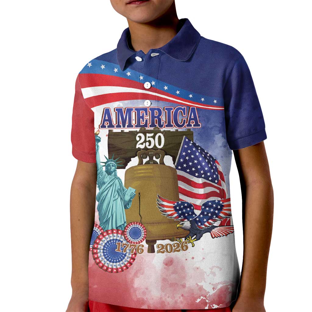 United States 4th Of July Kid Polo Shirt 250th Anniversary Liberty Bell - Wonder Print Shop