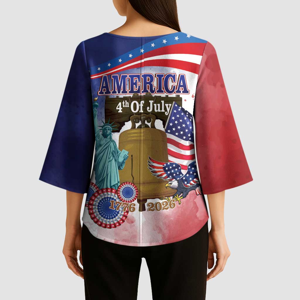 United States 4th Of July Kimono Sleeve Blouse 250th Anniversary Liberty Bell - Wonder Print Shop