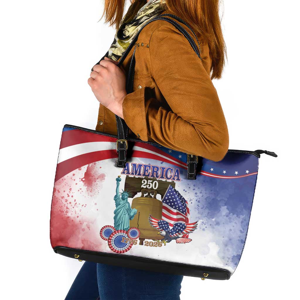 United States 4th Of July Leather Tote Bag 250th Anniversary Liberty Bell - Wonder Print Shop