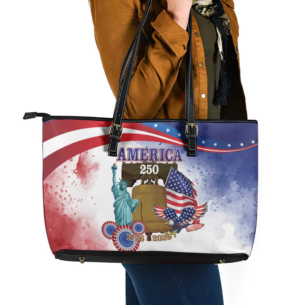 United States 4th Of July Leather Tote Bag 250th Anniversary Liberty Bell - Wonder Print Shop