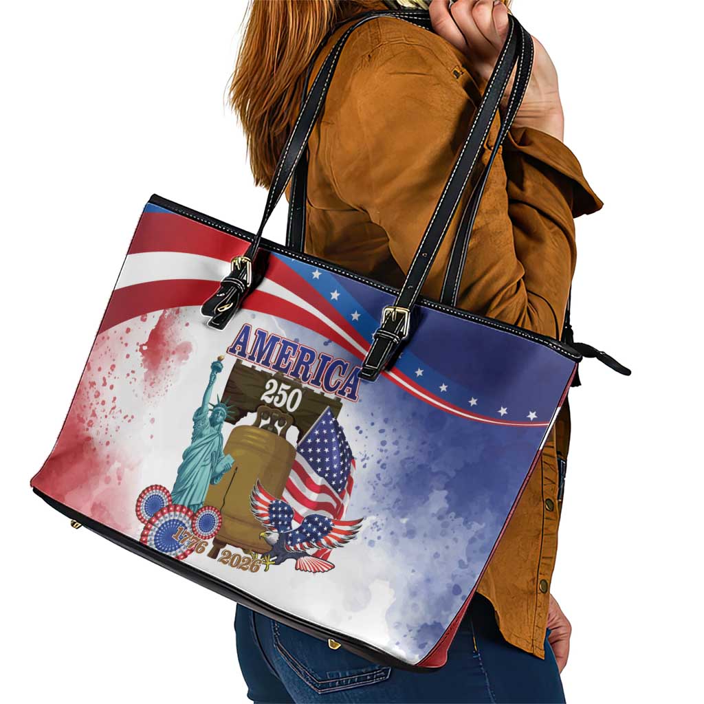 United States 4th Of July Leather Tote Bag 250th Anniversary Liberty Bell - Wonder Print Shop