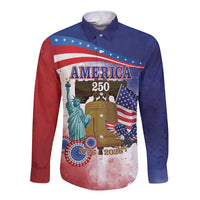 United States 4th Of July Long Sleeve Button Shirt 250th Anniversary Liberty Bell - Wonder Print Shop