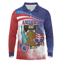 United States 4th Of July Long Sleeve Polo Shirt 250th Anniversary Liberty Bell - Wonder Print Shop
