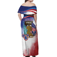 United States 4th Of July Off Shoulder Maxi Dress 250th Anniversary Liberty Bell - Wonder Print Shop