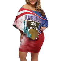United States 4th Of July Off Shoulder Short Dress 250th Anniversary Liberty Bell - Wonder Print Shop