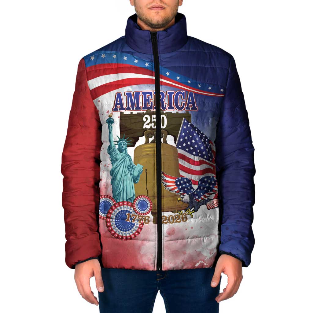 United States 4th Of July Padded Jacket 250th Anniversary Liberty Bell - Wonder Print Shop