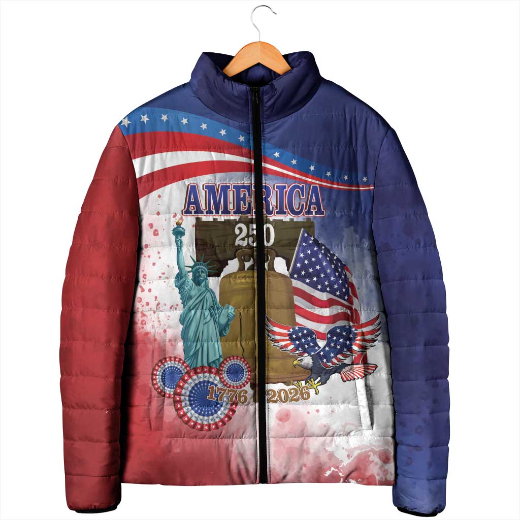 United States 4th Of July Padded Jacket 250th Anniversary Liberty Bell - Wonder Print Shop