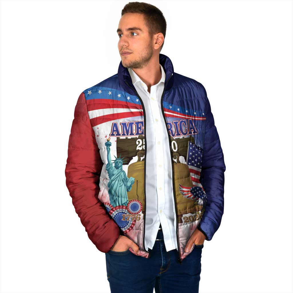 United States 4th Of July Padded Jacket 250th Anniversary Liberty Bell - Wonder Print Shop