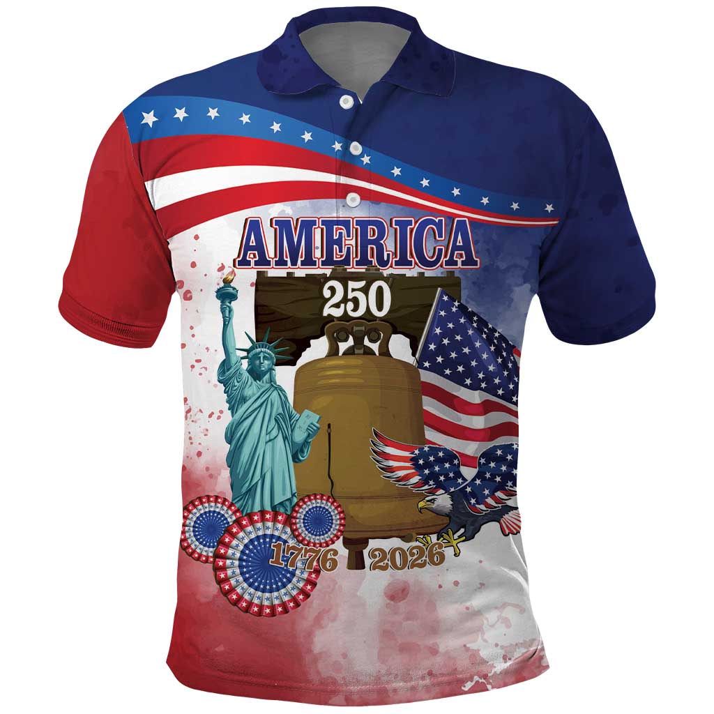 United States 4th Of July Polo Shirt 250th Anniversary Liberty Bell - Wonder Print Shop
