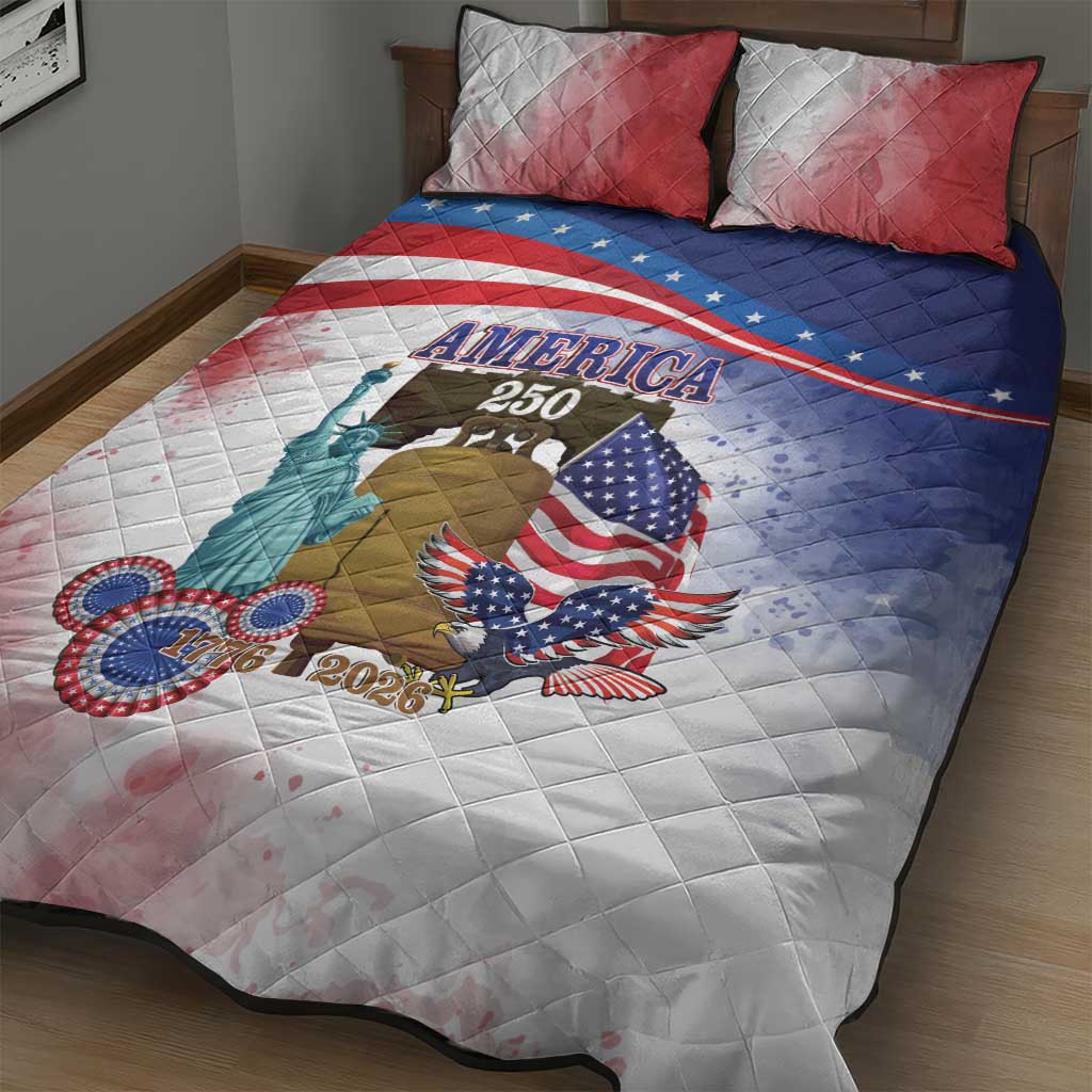 United States 4th Of July Quilt Bed Set 250th Anniversary Liberty Bell - Wonder Print Shop