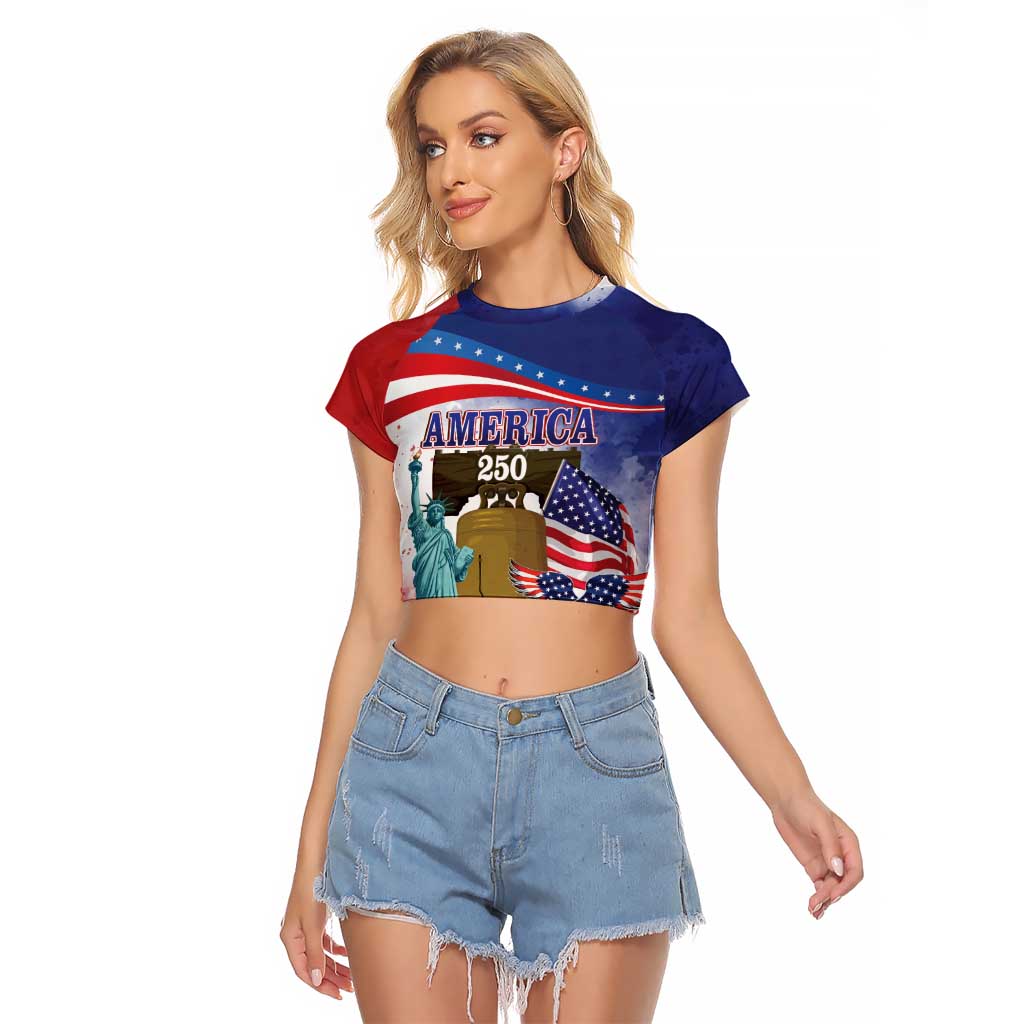 United States 4th Of July Raglan Cropped T Shirt 250th Anniversary Liberty Bell - Wonder Print Shop