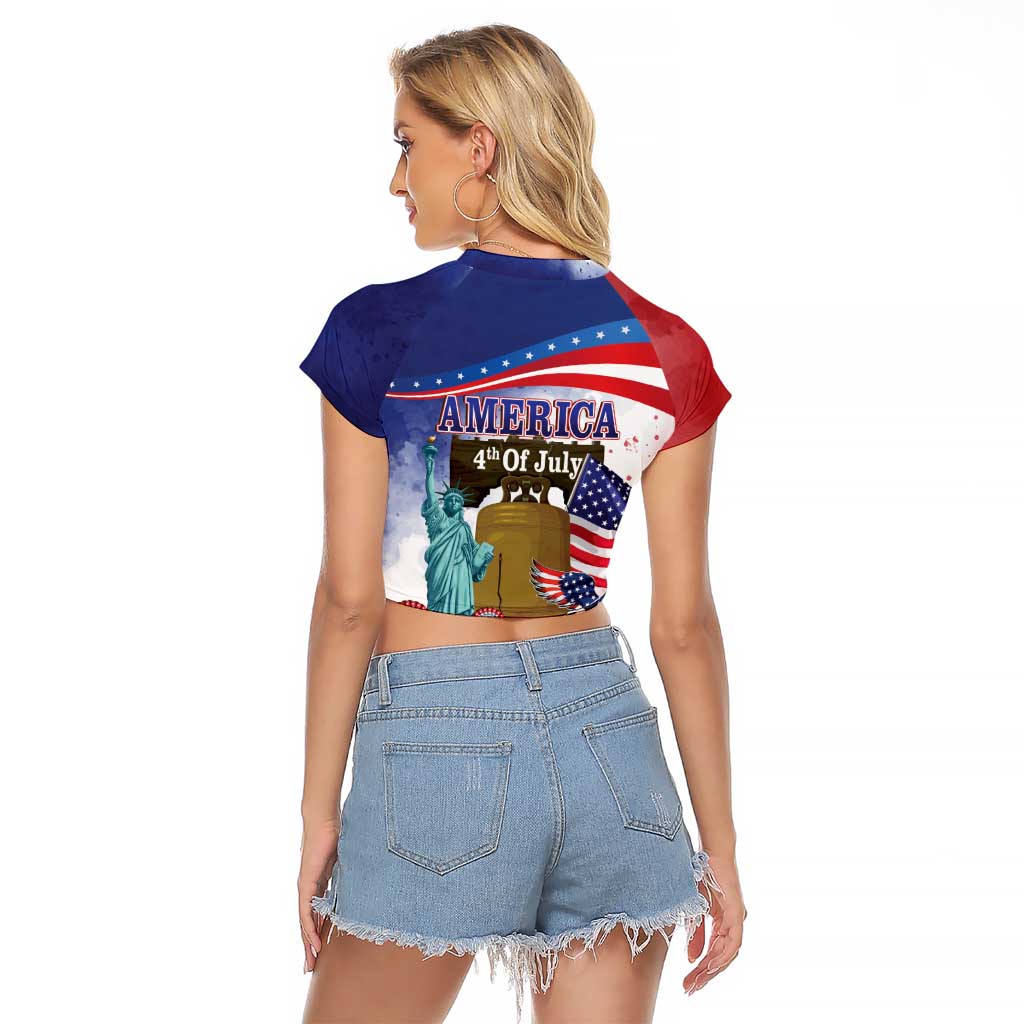 United States 4th Of July Raglan Cropped T Shirt 250th Anniversary Liberty Bell - Wonder Print Shop