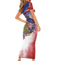 United States 4th Of July Short Sleeve Bodycon Dress 250th Anniversary Liberty Bell - Wonder Print Shop