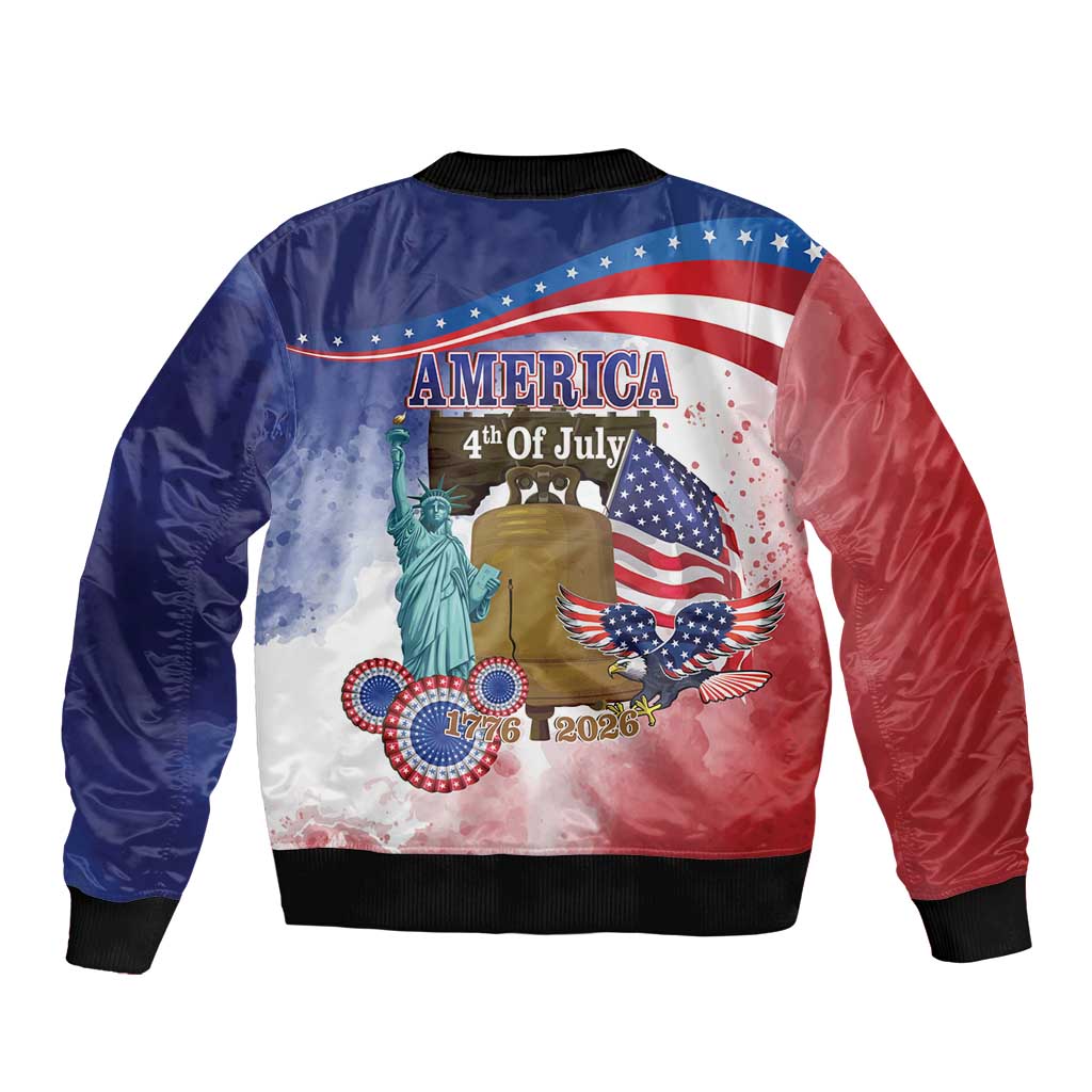 United States 4th Of July Sleeve Zip Bomber Jacket 250th Anniversary Liberty Bell - Wonder Print Shop