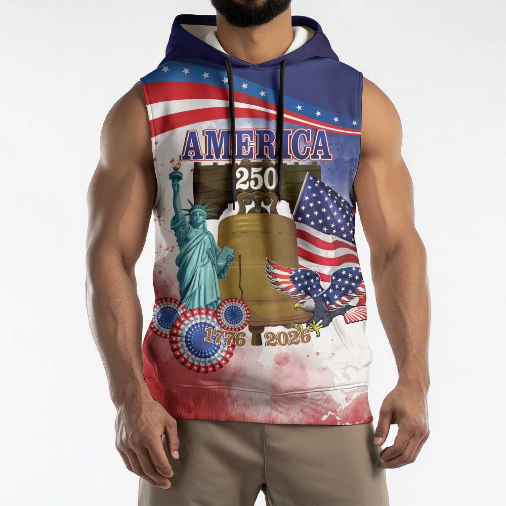 United States 4th Of July Sleeveless Hoodie 250th Anniversary Liberty Bell - Wonder Print Shop