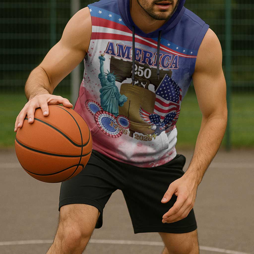 United States 4th Of July Sleeveless Hoodie 250th Anniversary Liberty Bell - Wonder Print Shop