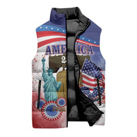 United States 4th Of July Sleeveless Puffer Jacket 250th Anniversary Liberty Bell - Wonder Print Shop