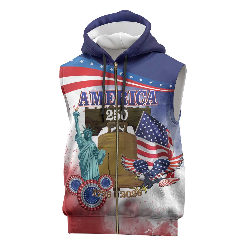 United States 4th Of July Sleeveless Zip Hoodie 250th Anniversary Liberty Bell - Wonder Print Shop
