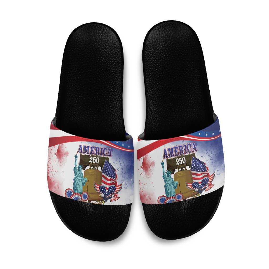 United States 4th Of July Slide Sandals 250th Anniversary Liberty Bell - Wonder Print Shop