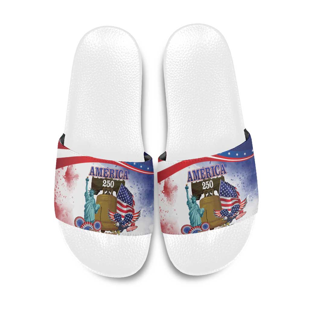 United States 4th Of July Slide Sandals 250th Anniversary Liberty Bell - Wonder Print Shop