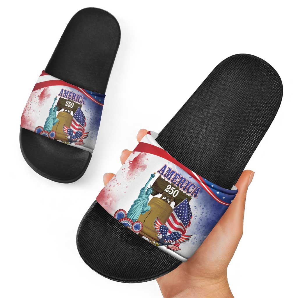 United States 4th Of July Slide Sandals 250th Anniversary Liberty Bell - Wonder Print Shop