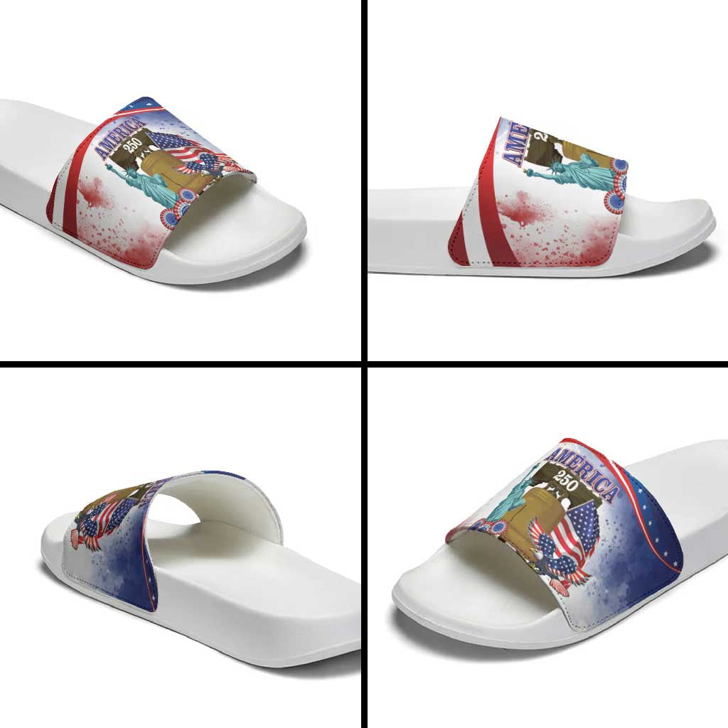 United States 4th Of July Slide Sandals 250th Anniversary Liberty Bell - Wonder Print Shop