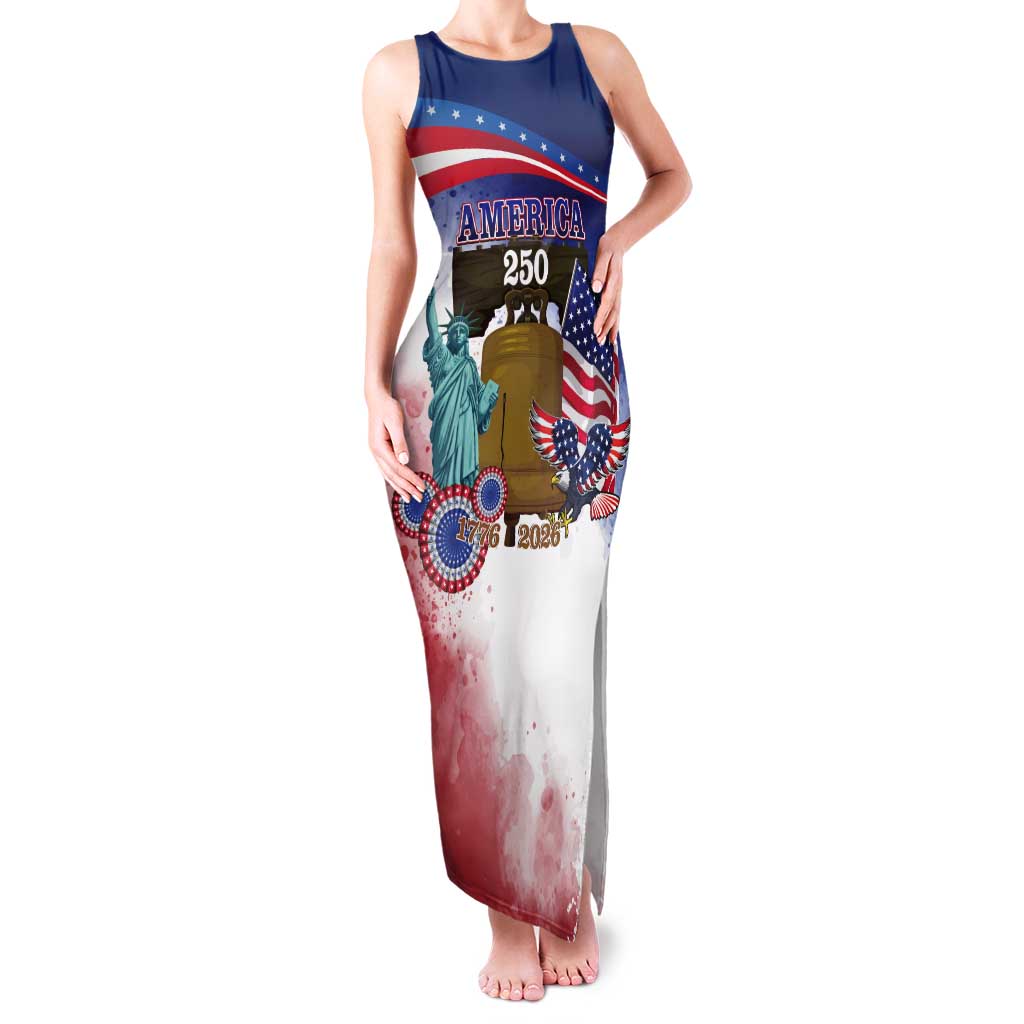 United States 4th Of July Tank Maxi Dress 250th Anniversary Liberty Bell - Wonder Print Shop