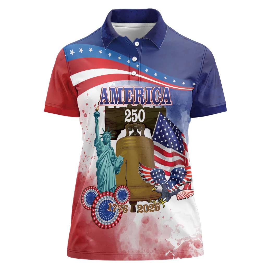 United States 4th Of July Women Polo Shirt 250th Anniversary Liberty Bell - Wonder Print Shop