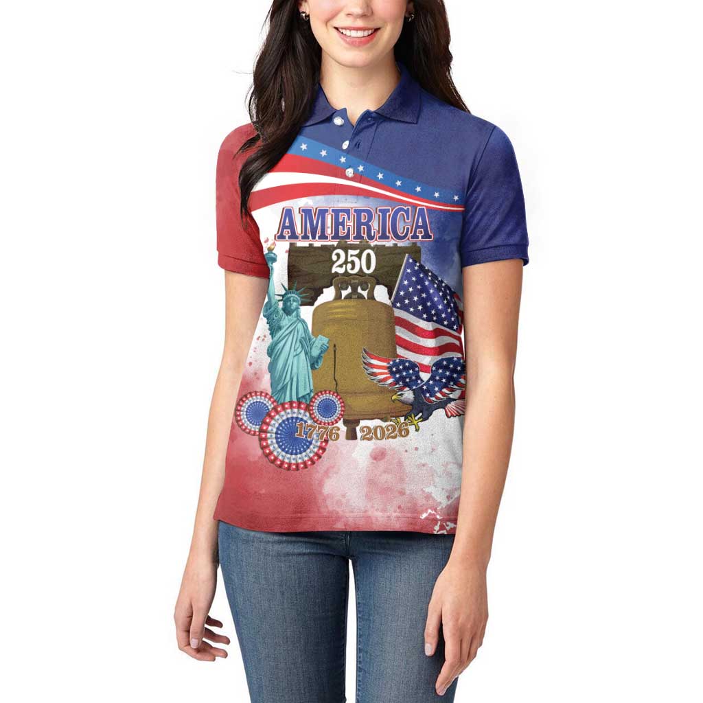 United States 4th Of July Women Polo Shirt 250th Anniversary Liberty Bell - Wonder Print Shop