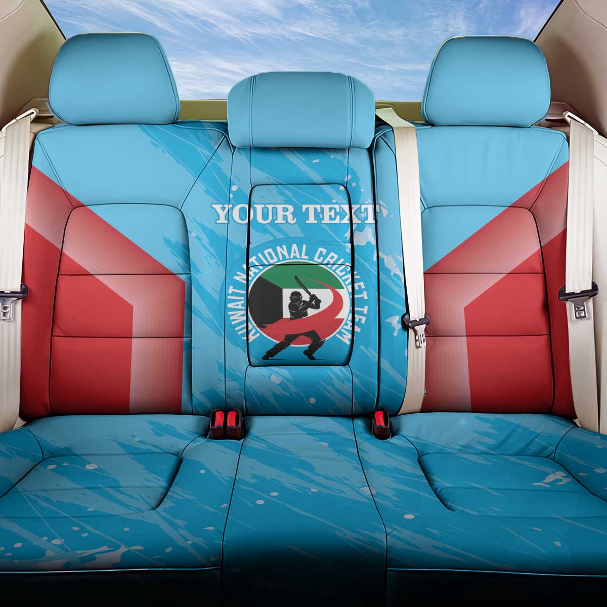 Custom Kuwait Cricket Back Car Seat Cover Go Champions Grunge Style - Wonder Print Shop