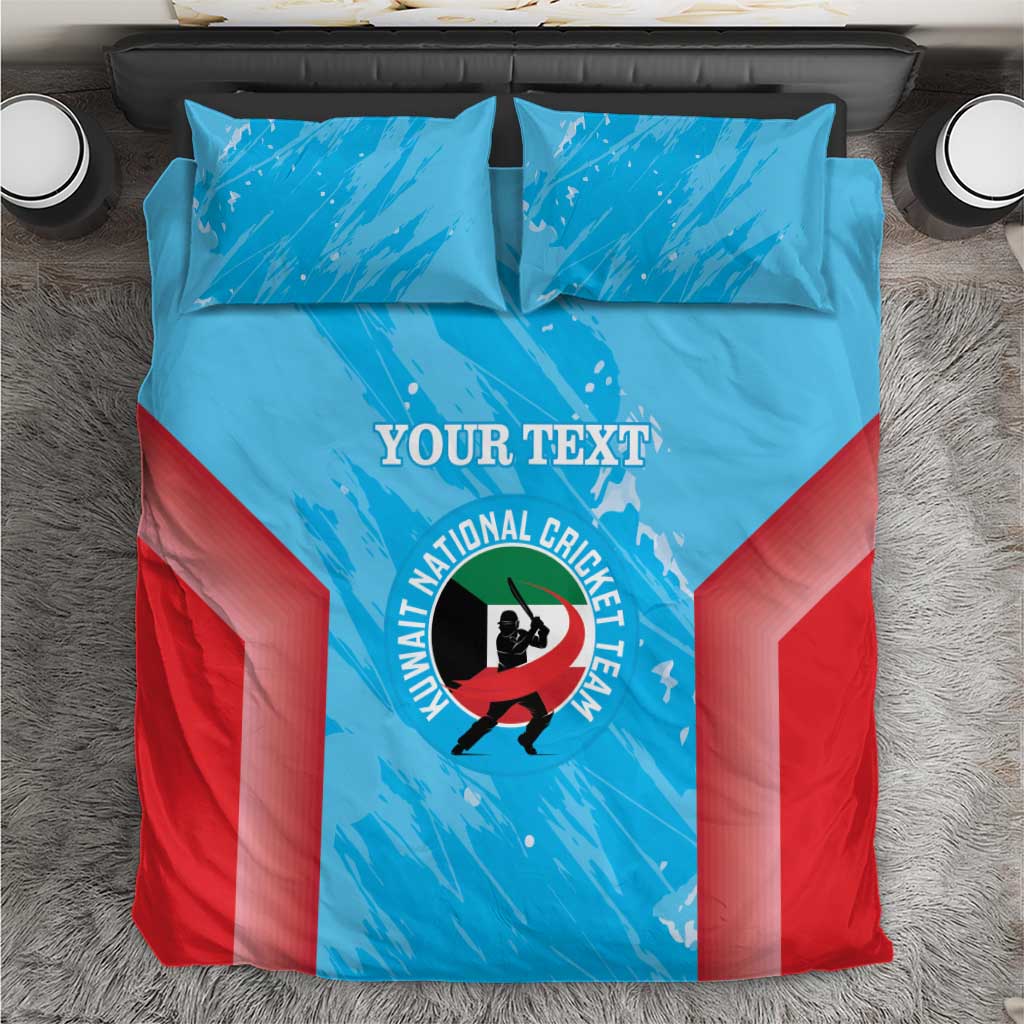 Custom Kuwait Cricket Bedding Set Go Champions Grunge Style - Wonder Print Shop