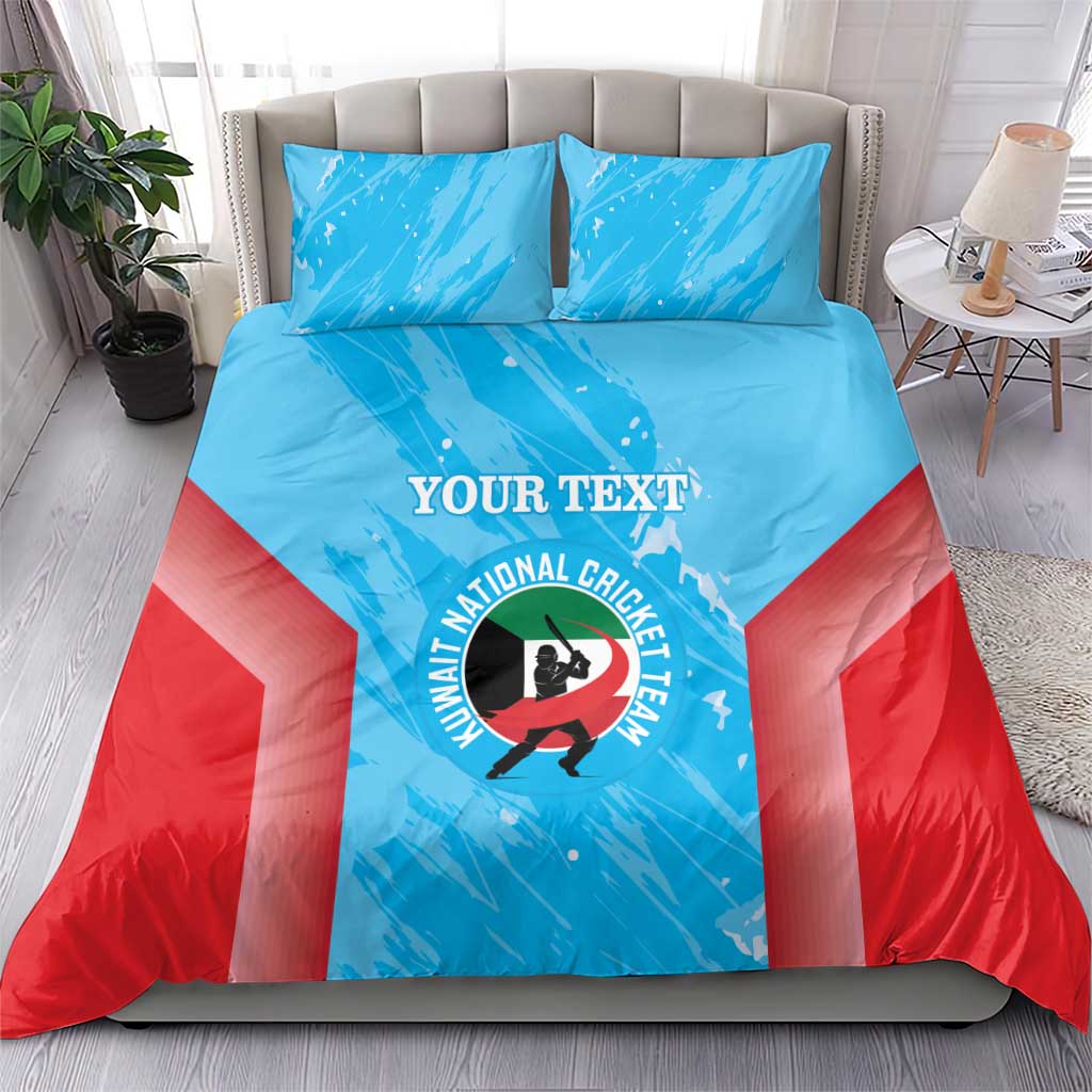 Custom Kuwait Cricket Bedding Set Go Champions Grunge Style - Wonder Print Shop