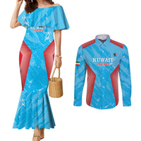 Custom Kuwait Cricket Couples Matching Mermaid Dress and Long Sleeve Button Shirt Go Champions Grunge Style