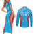 Custom Kuwait Cricket Couples Matching Short Sleeve Bodycon Dress and Long Sleeve Button Shirt Go Champions Grunge Style - Wonder Print Shop