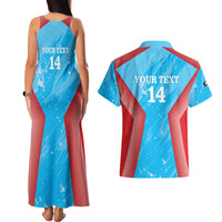 Custom Kuwait Cricket Couples Matching Tank Maxi Dress and Hawaiian Shirt Go Champions Grunge Style - Wonder Print Shop