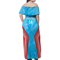 Custom Kuwait Cricket Family Matching Off Shoulder Maxi Dress and Hawaiian Shirt Go Champions Grunge Style - Wonder Print Shop