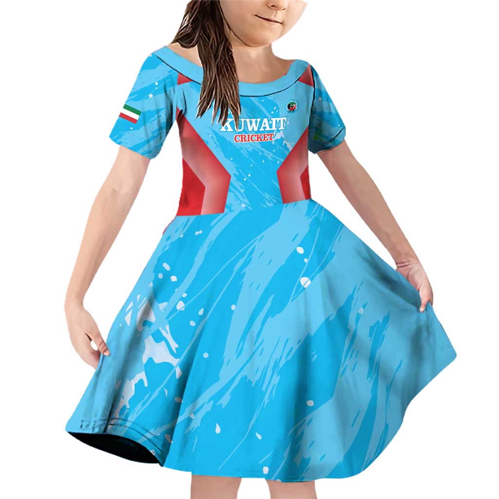 Custom Kuwait Cricket Family Matching Off Shoulder Short Dress and Hawaiian Shirt Go Champions Grunge Style - Wonder Print Shop