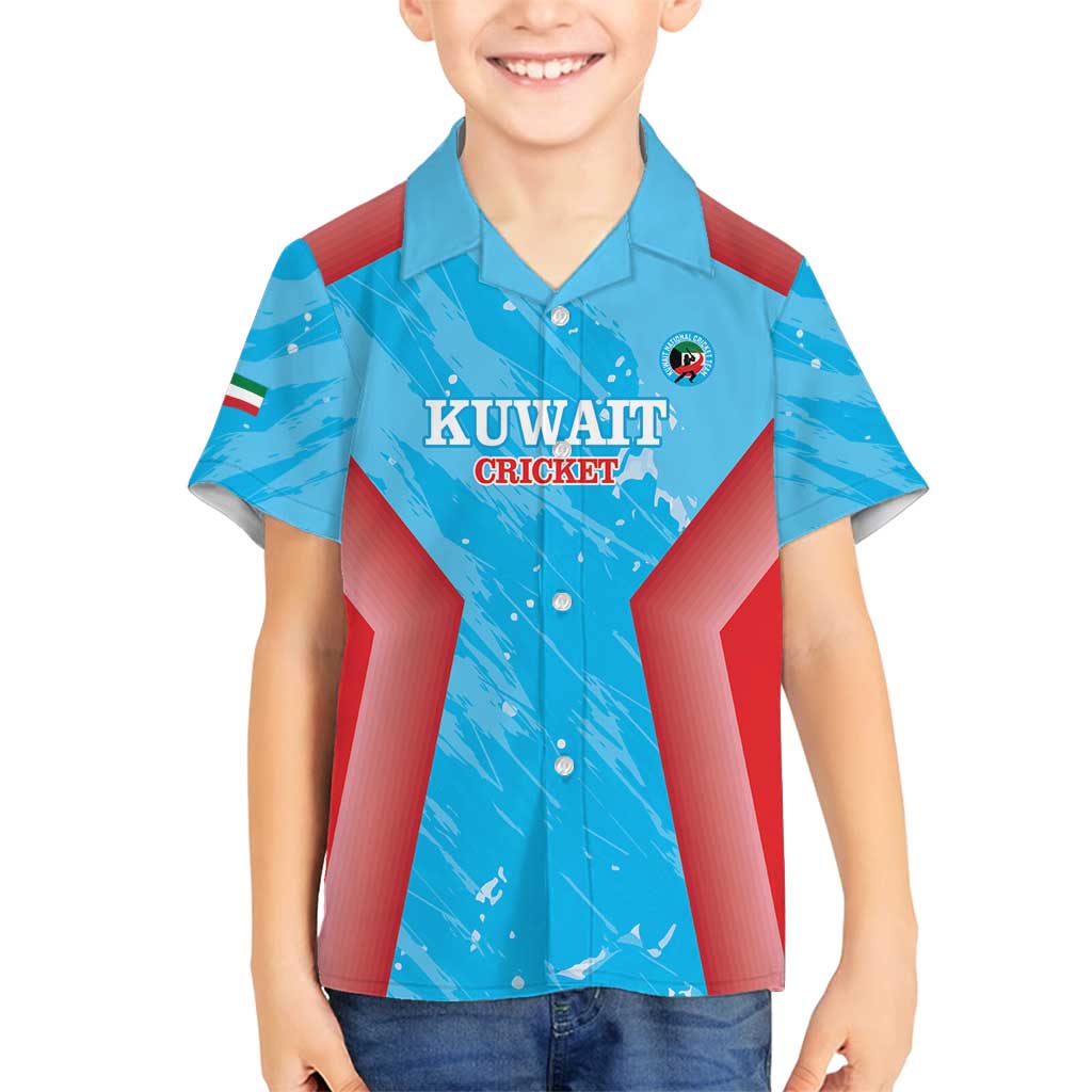 Custom Kuwait Cricket Family Matching Puletasi and Hawaiian Shirt Go Champions Grunge Style - Wonder Print Shop
