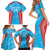 Custom Kuwait Cricket Family Matching Short Sleeve Bodycon Dress and Hawaiian Shirt Go Champions Grunge Style - Wonder Print Shop