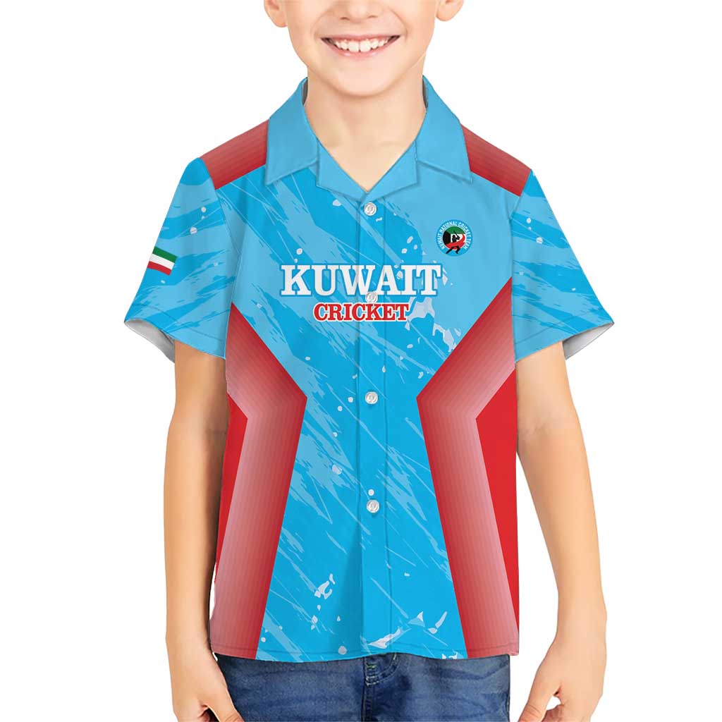 Custom Kuwait Cricket Family Matching Short Sleeve Bodycon Dress and Hawaiian Shirt Go Champions Grunge Style - Wonder Print Shop