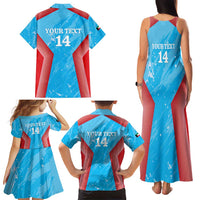 Custom Kuwait Cricket Family Matching Tank Maxi Dress and Hawaiian Shirt Go Champions Grunge Style - Wonder Print Shop