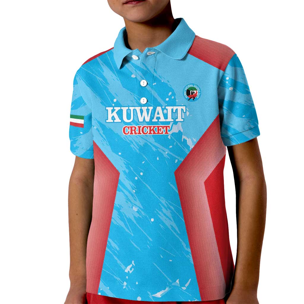 Custom Kuwait Cricket Kid Polo Shirt Go Champions Grunge Style - Wonder Print Shop