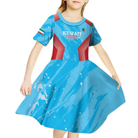 Custom Kuwait Cricket Kid Short Sleeve Dress Go Champions Grunge Style - Wonder Print Shop