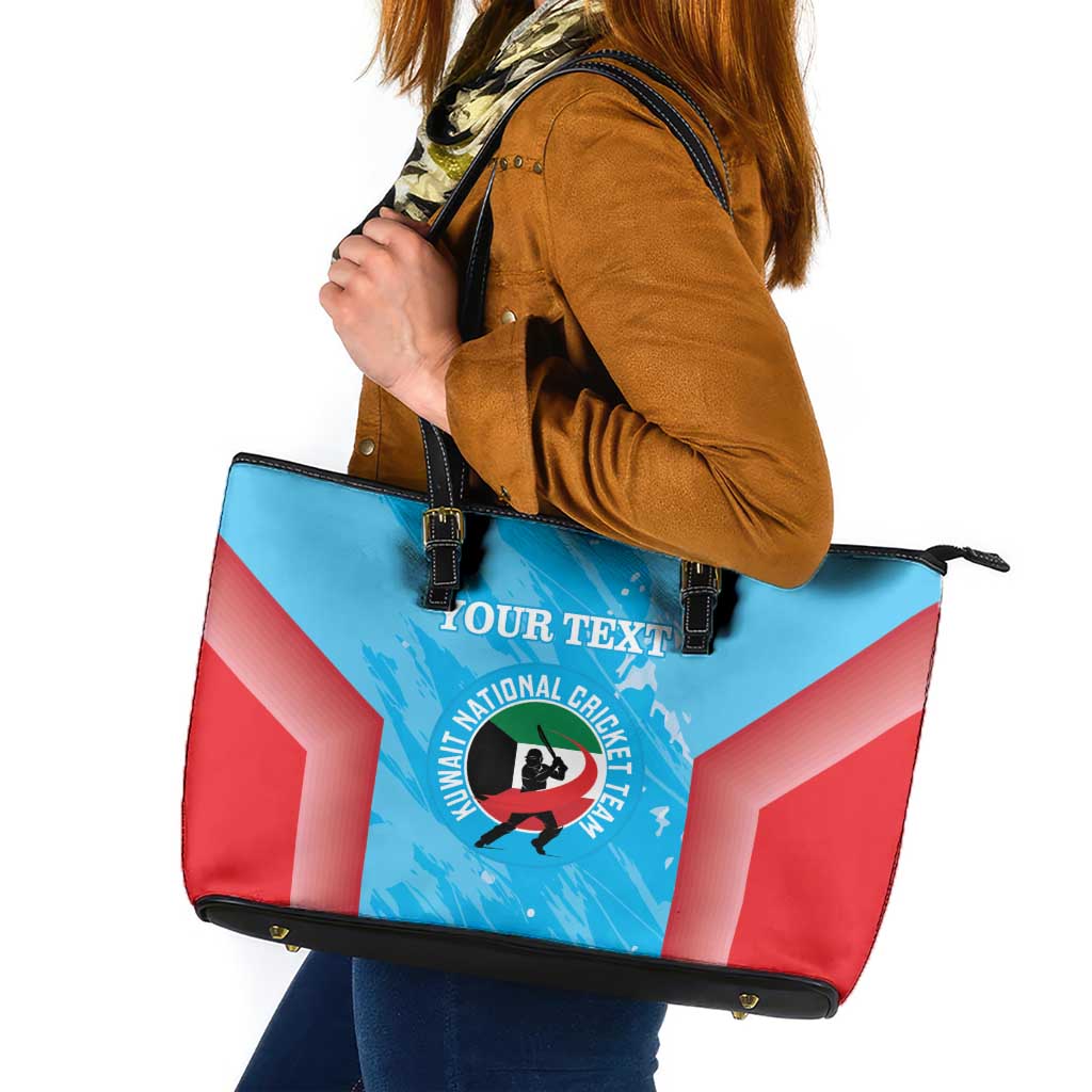 Custom Kuwait Cricket Leather Tote Bag Go Champions Grunge Style - Wonder Print Shop