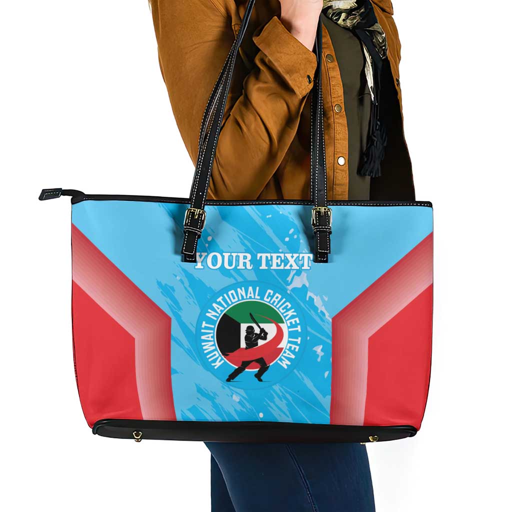 Custom Kuwait Cricket Leather Tote Bag Go Champions Grunge Style - Wonder Print Shop