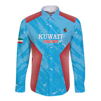 Custom Kuwait Cricket Long Sleeve Button Shirt Go Champions Grunge Style - Wonder Print Shop