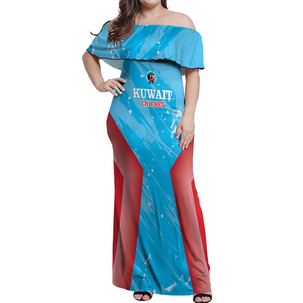 Custom Kuwait Cricket Off Shoulder Maxi Dress Go Champions Grunge Style - Wonder Print Shop