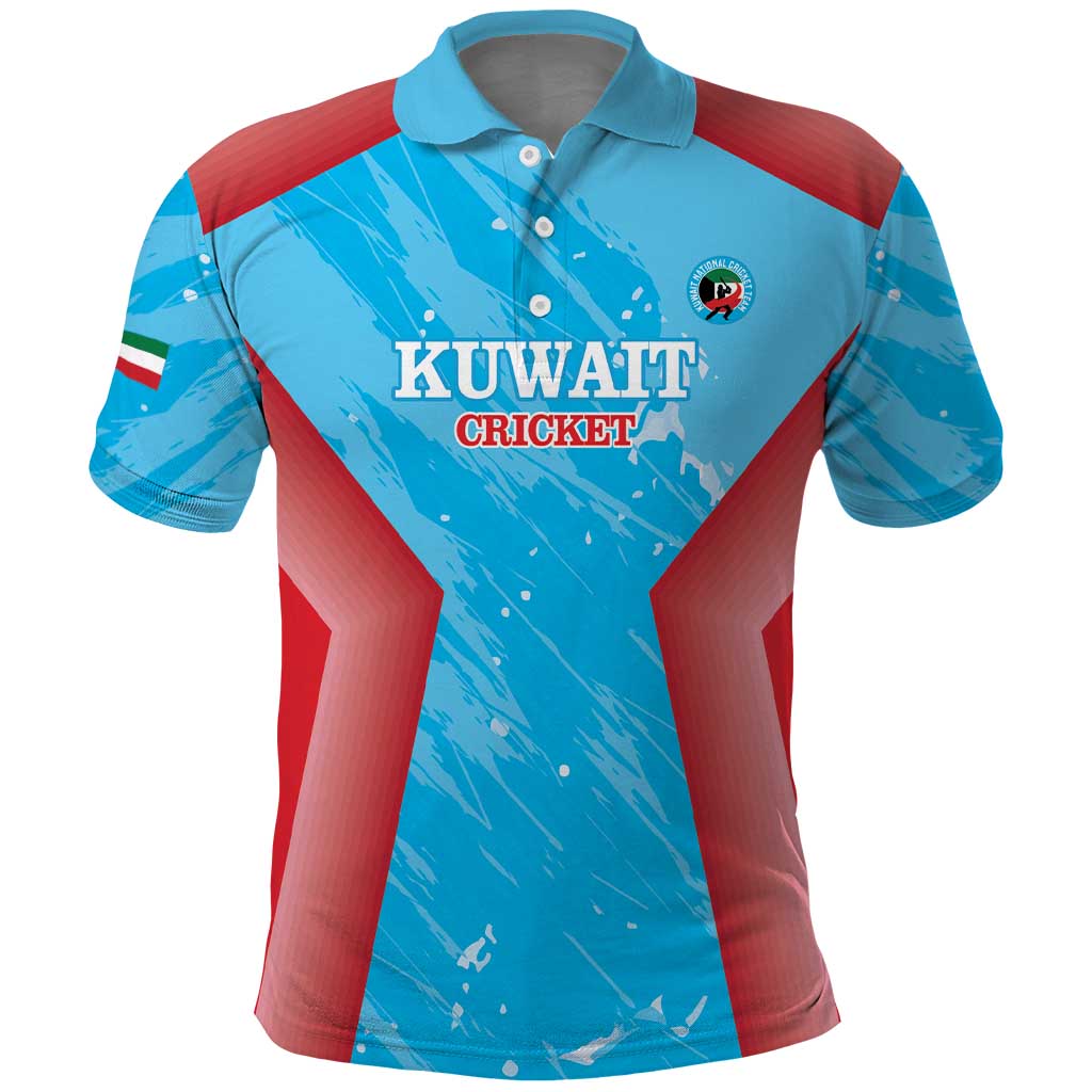 Custom Kuwait Cricket Polo Shirt Go Champions Grunge Style - Wonder Print Shop