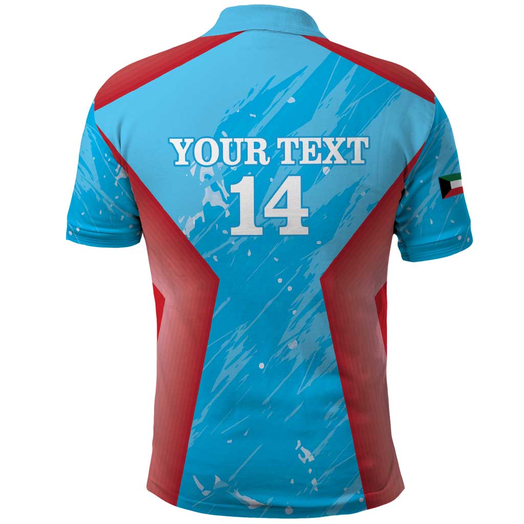 Custom Kuwait Cricket Polo Shirt Go Champions Grunge Style - Wonder Print Shop